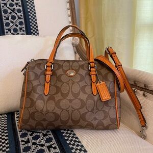 Coach Peyton Crossbody bag - tan with orange handles